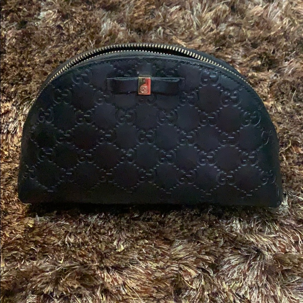 Gucci Black Leather Cosmetic Bag